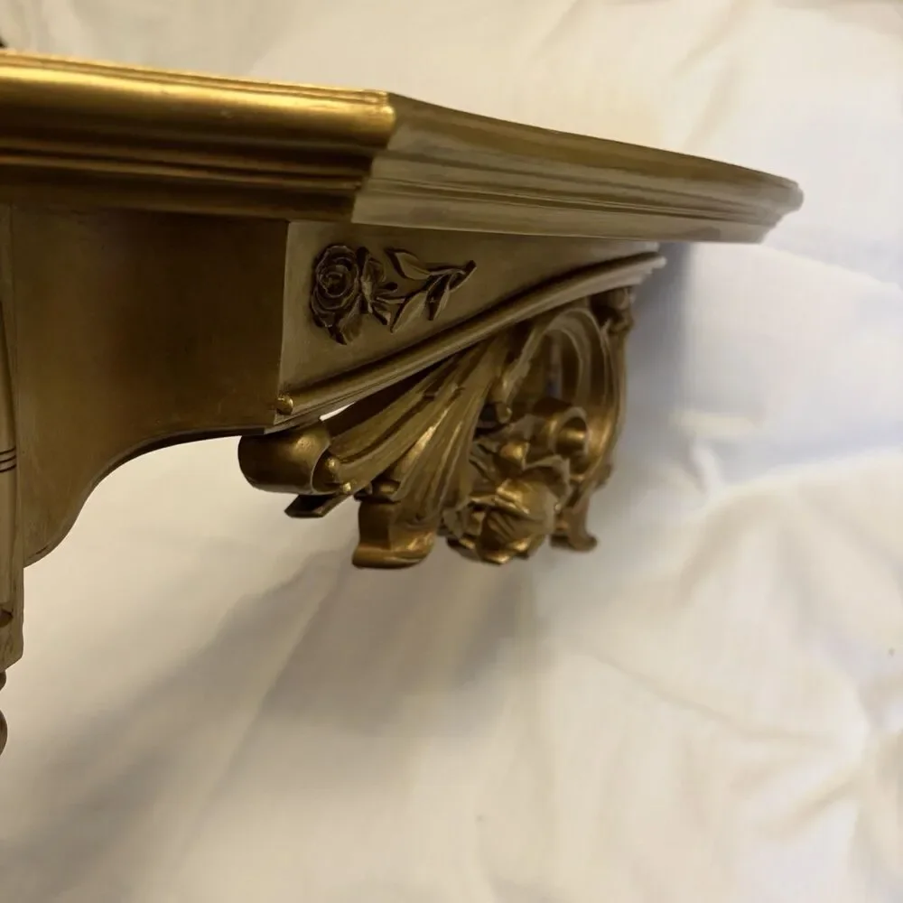 Dart Syroco Vintage Gold Toned Resin Roses Shelf Homco Decor Plastic